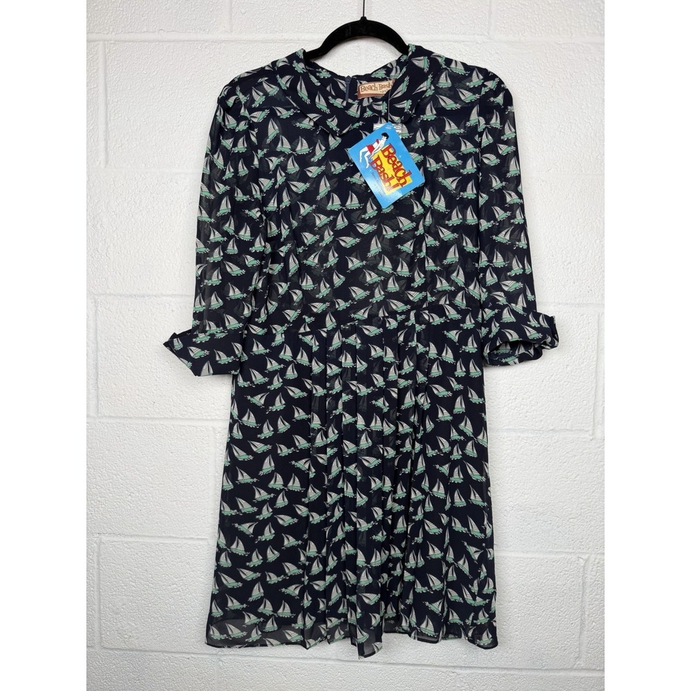 Vintage Beach Bash Sailboat Dress XL Fits S M Sheer Nautical Coquette Retro